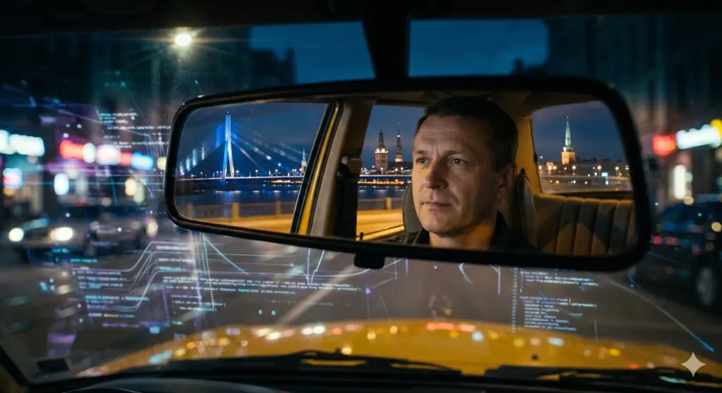 Smile Taxi vadītājs pilsētā naktī